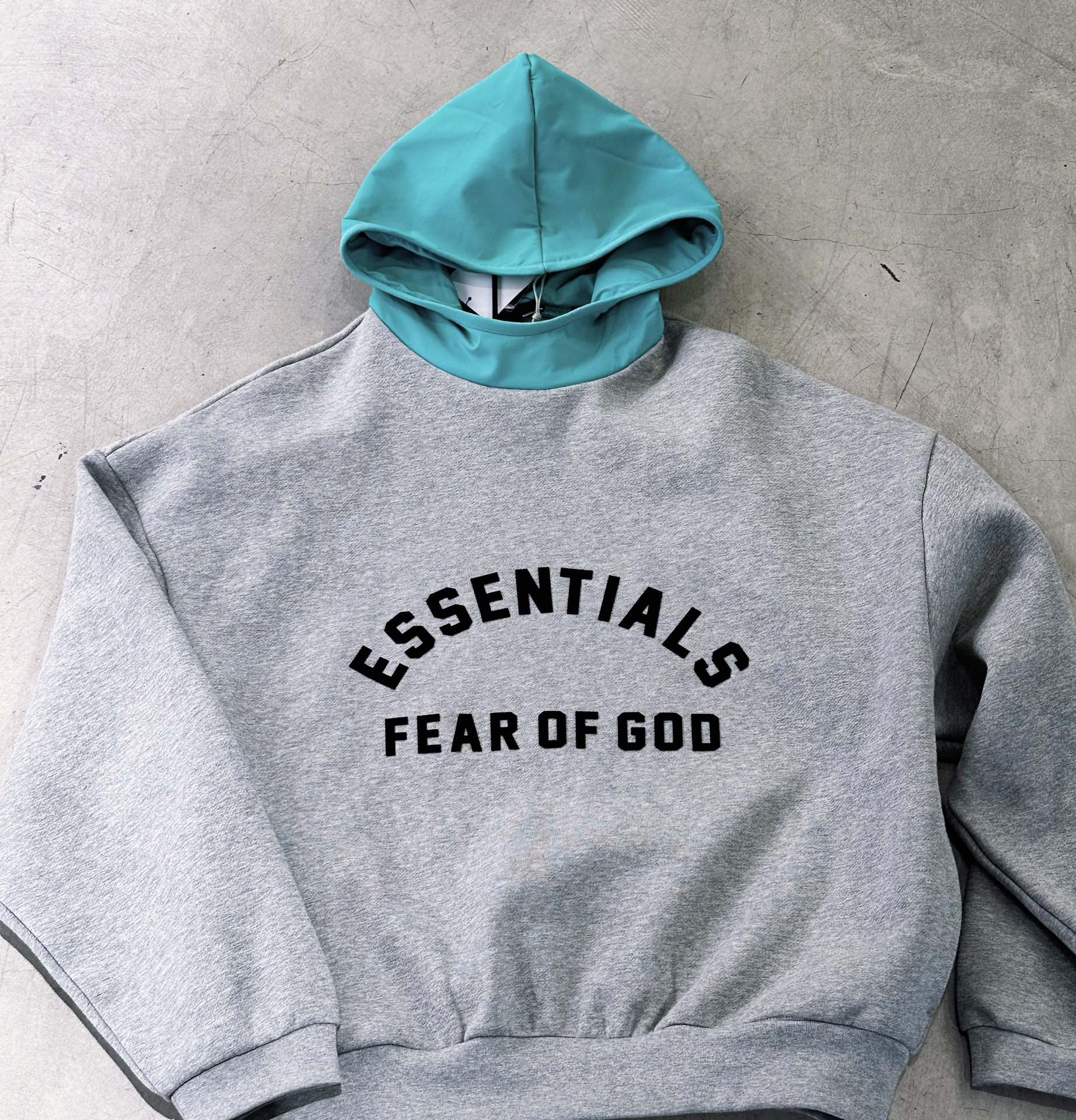 ESSENTIALS Nylon Fleece Hoodie/Dark Heather