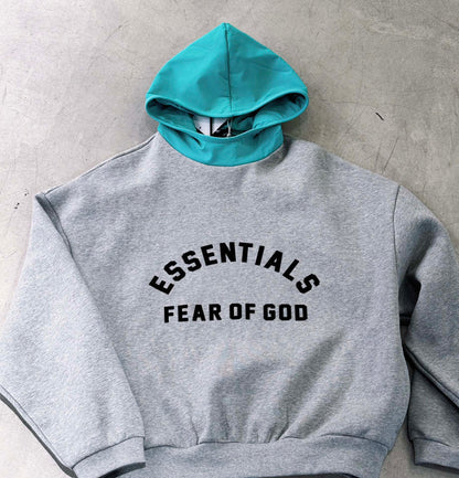 ESSENTIALS Nylon Fleece Hoodie/Dark Heather