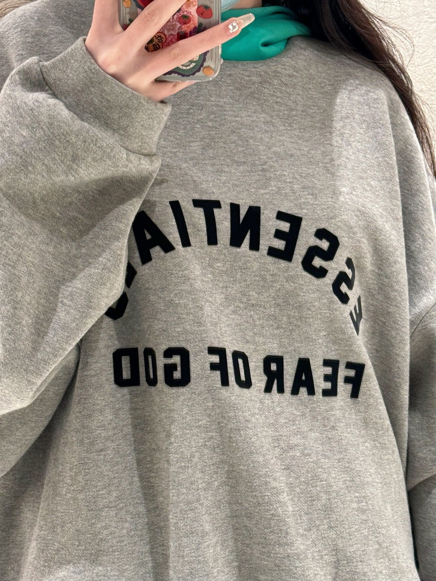 ESSENTIALS Nylon Fleece Hoodie/Dark Heather