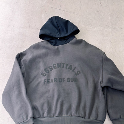 ESSENTIALS Nylon Fleece Hoodie/Dark Heather