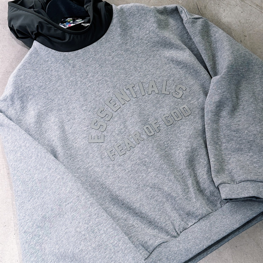 ESSENTIALS Nylon Fleece Hoodie/Dark Heather
