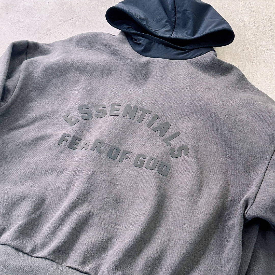 ESSENTIALS Nylon Fleece Hoodie/Dark Heather