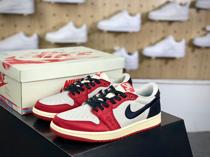 Trophy Room × Nike Air Jordan 1 Low OG "Sail and Varsity Red"