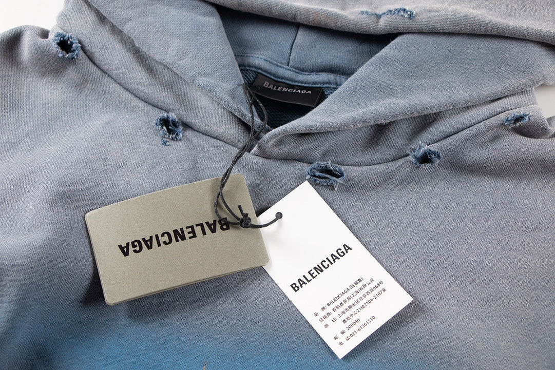 Balenciaga Paris Moon Hoodie Oversized in Blue