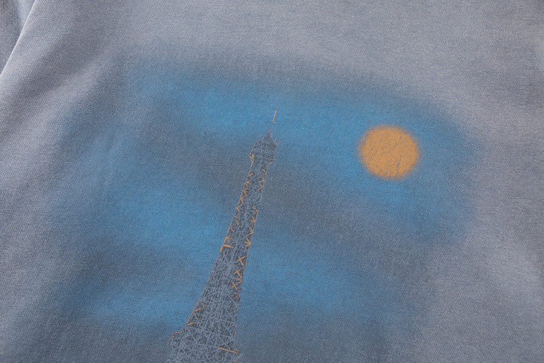 Balenciaga Paris Moon Hoodie Oversized in Blue