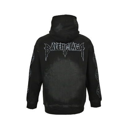 Balenciaga Paris Moon No Pocket Hoodie Oversized Faded Black