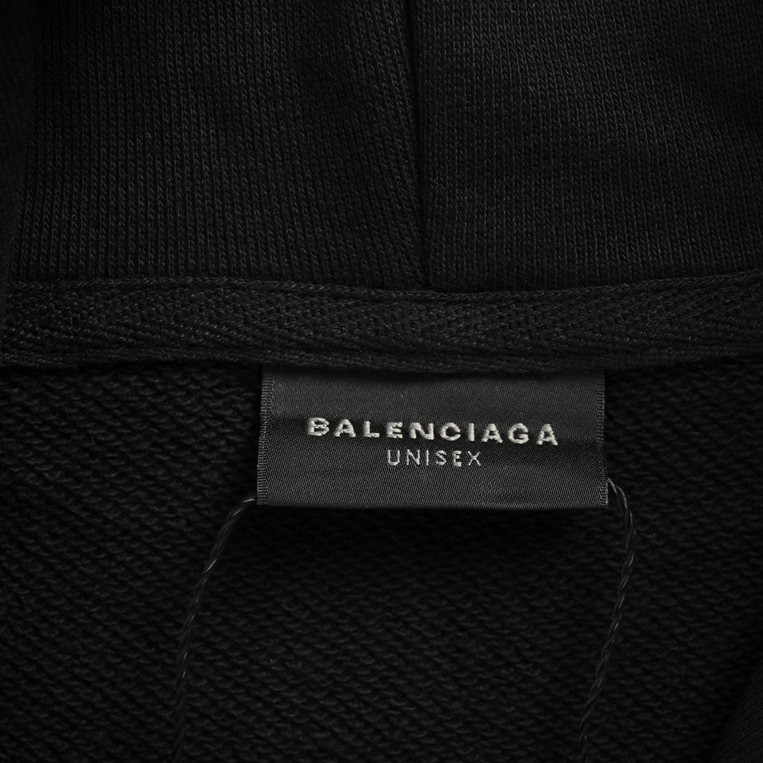 Balenciaga Paris Moon No Pocket Hoodie Oversized Faded Black