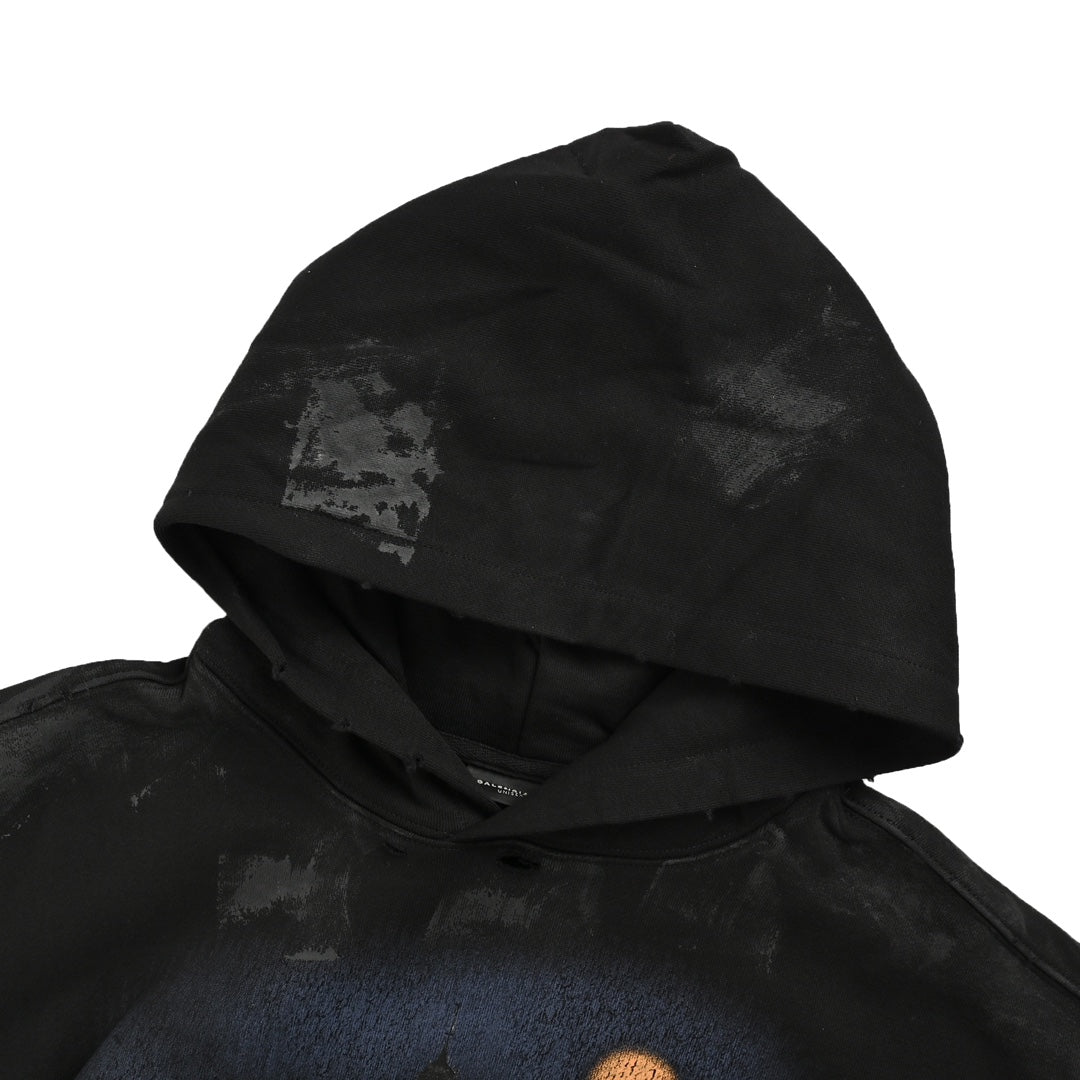 Balenciaga Paris Moon No Pocket Hoodie Oversized Faded Black