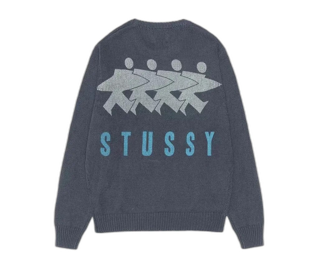 Stussy Surfman Icon Cotton Linen Crew Dusty Blue