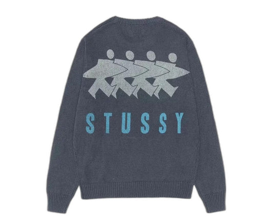 Stussy Surfman Icon Cotton Linen Crew Dusty Blue