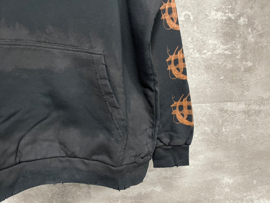 BALENCIAGA MENS Heavy Metal Logo Hoodie "Black"