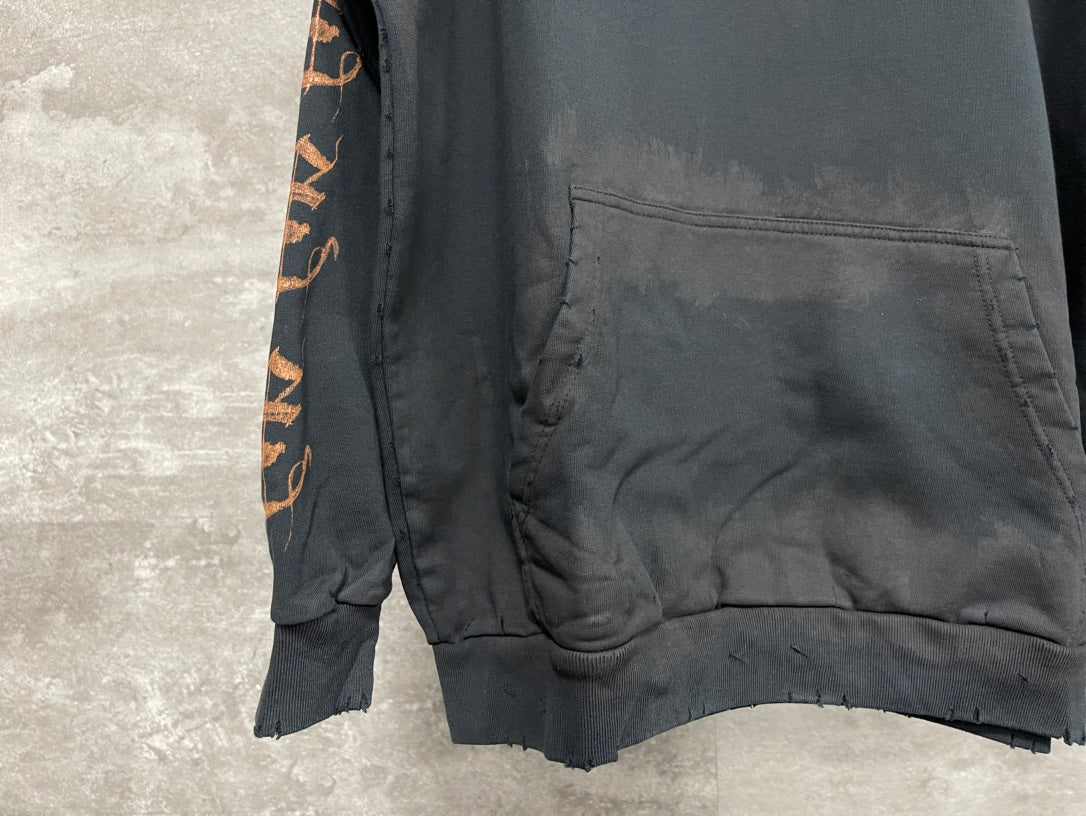BALENCIAGA MENS Heavy Metal Logo Hoodie "Black"