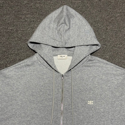 Celine Grey  Triomphe Zip Hoodie