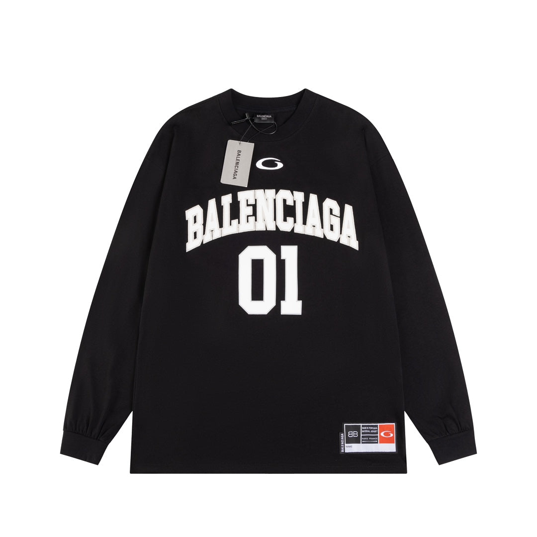 BALENCIAGA  Men's Basketball Series - Long Sleeve T-Shirt, Large Fit