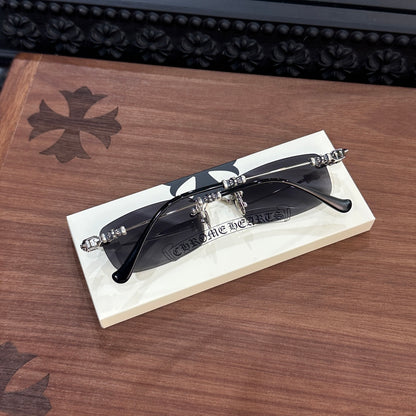 Chrome Hearts eyeglasses frame PILLS III GP-BK-P 55, floral square design, suitable for both men and women