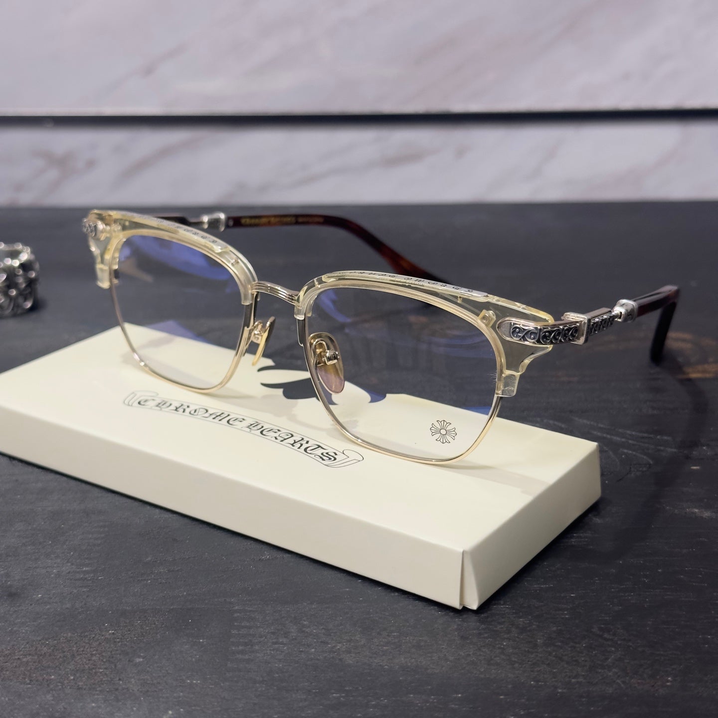 Chrome Hearts VERTICAL SMILE II/Side Eternity Vine Half-rimmed Glasses/Sunglasses/Eyeglasses