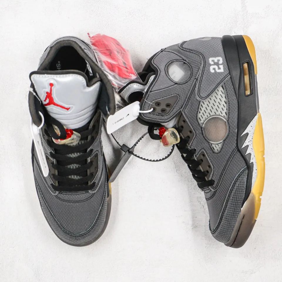 Off-White × Nike Air Jordan 5 "Black/Muslin/Fire Red"