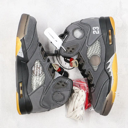 Off-White × Nike Air Jordan 5 "Black/Muslin/Fire Red"