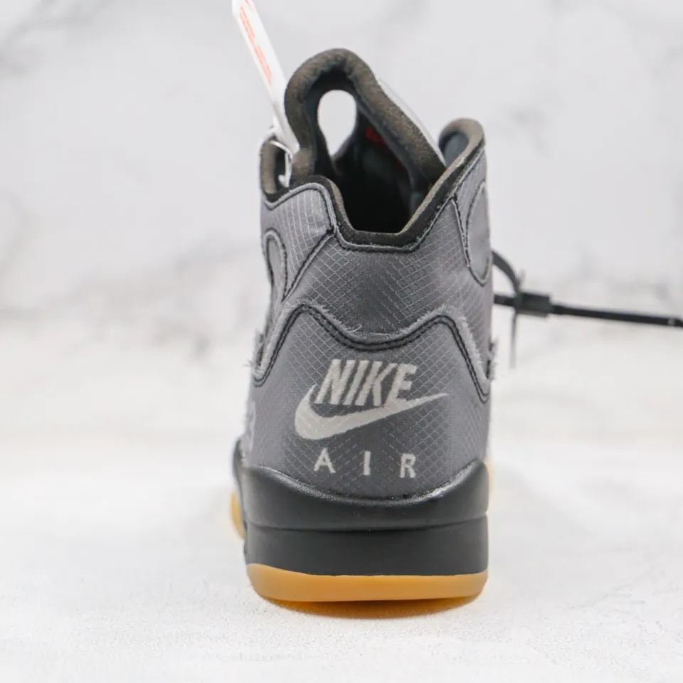Off-White × Nike Air Jordan 5 "Black/Muslin/Fire Red"
