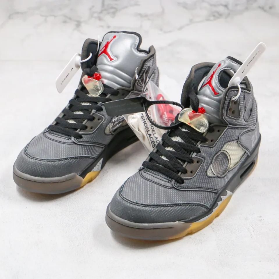 Off-White × Nike Air Jordan 5 "Black/Muslin/Fire Red"