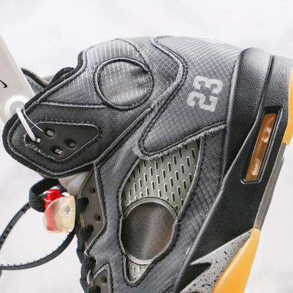 Off-White × Nike Air Jordan 5 "Black/Muslin/Fire Red"