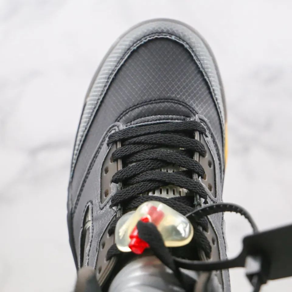 Off-White × Nike Air Jordan 5 "Black/Muslin/Fire Red"