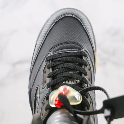 Off-White × Nike Air Jordan 5 "Black/Muslin/Fire Red"