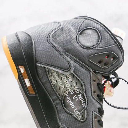 Off-White × Nike Air Jordan 5 "Black/Muslin/Fire Red"