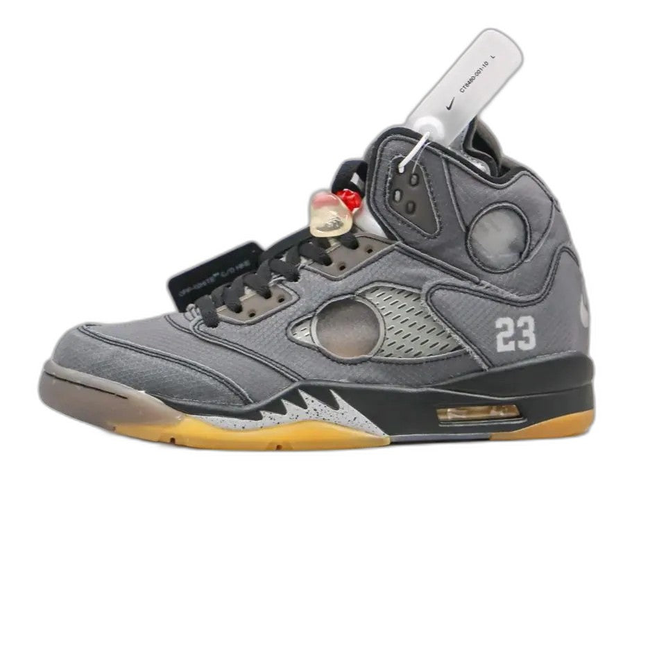 Off-White × Nike Air Jordan 5 "Black/Muslin/Fire Red"