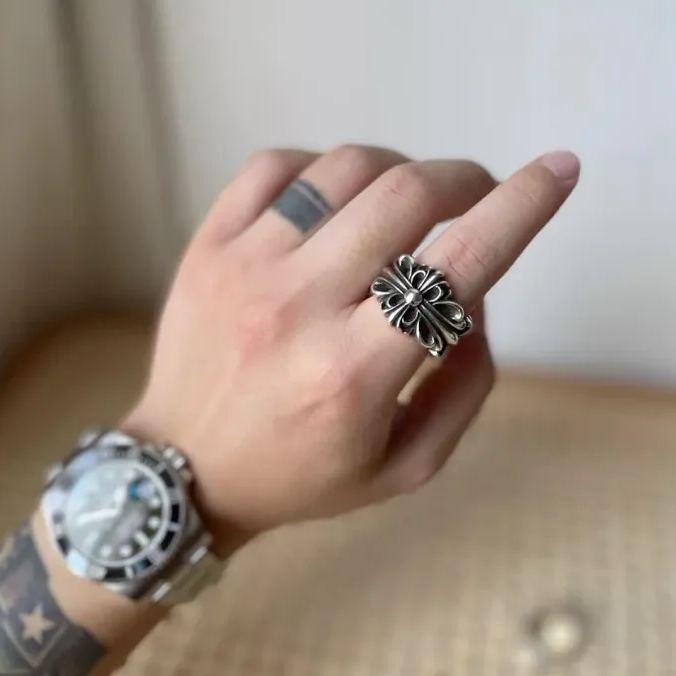 CHROME HEARTS クロムハーツ ダブルフローラルクロスリング