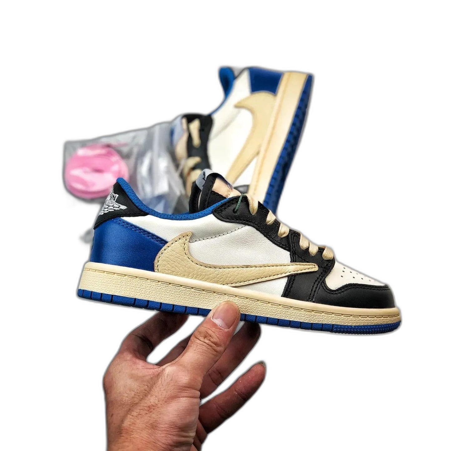 Travis Scott × Fragment × Nike Air Jordan 1 Low OG SP "Military Blue" (Kids)
