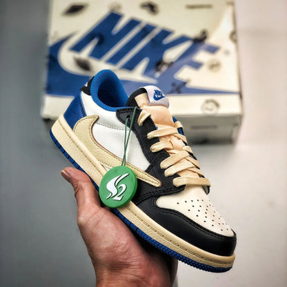 Travis Scott × Fragment × Nike Air Jordan 1 Low OG SP "Military Blue" (Kids)