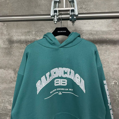 Balenciaga Logo-Print Maison Hooded Sweatshirt