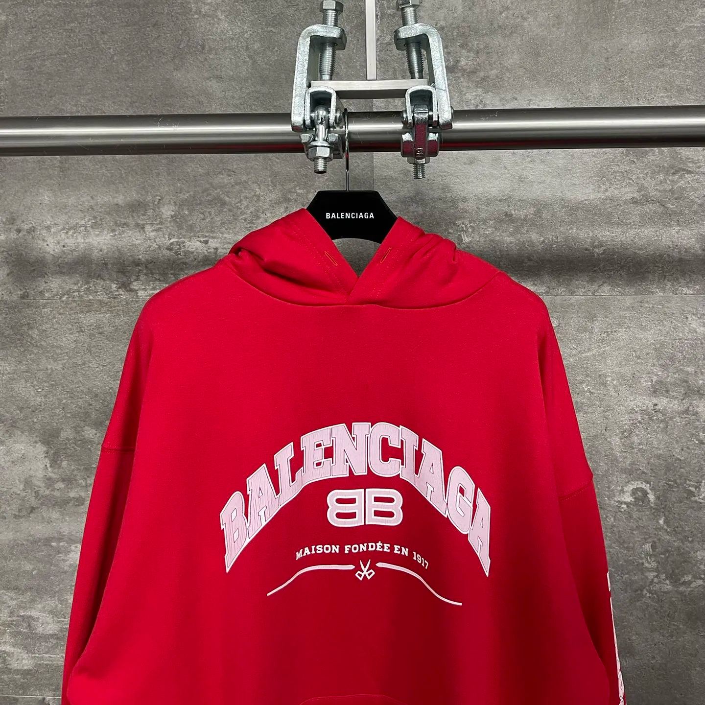 Balenciaga Logo-Print Maison Hooded Sweatshirt