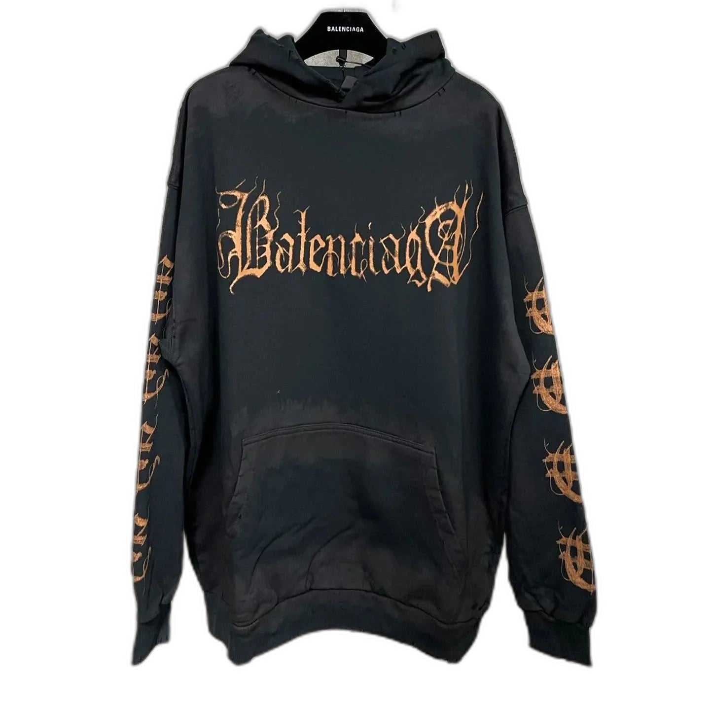 BALENCIAGA MENS Heavy Metal Logo Hoodie "Black"