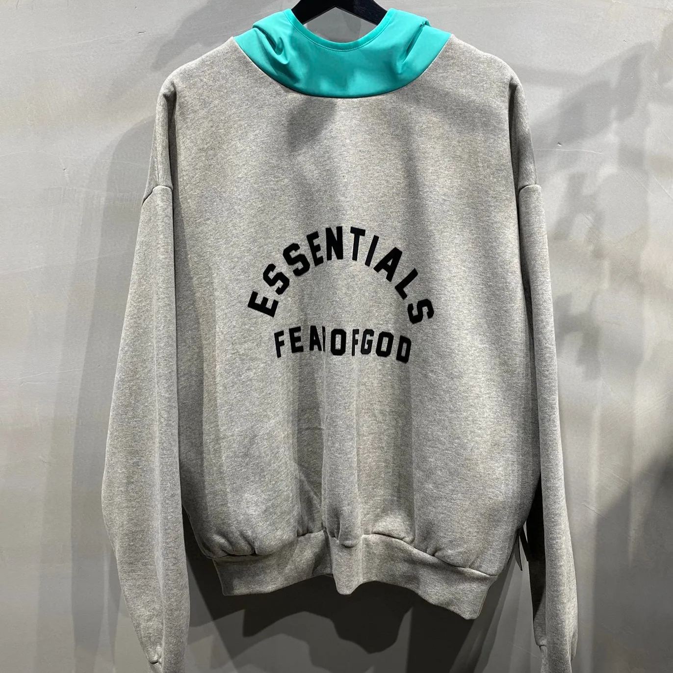 ESSENTIALS Nylon Fleece Hoodie/Dark Heather