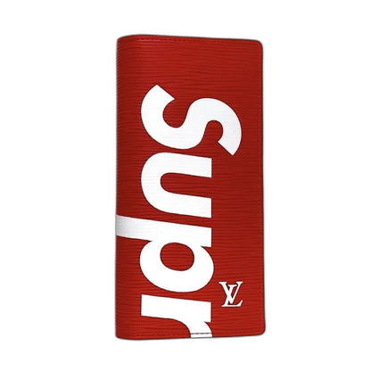 Louis Vuitton x Supreme Portefeuille Brazza Long Wallet in Red Epi Leather