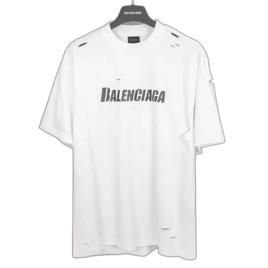 Balenciaga printed frayed holed T-shirt