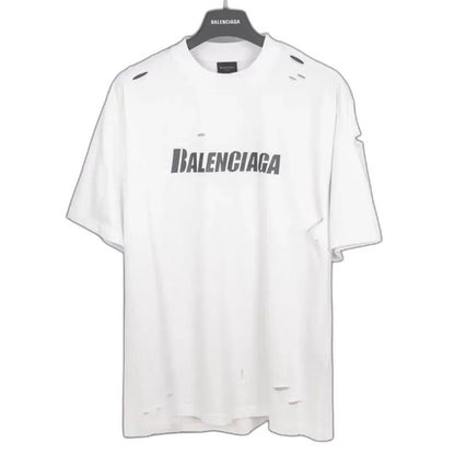 Balenciaga printed frayed holed T-shirt