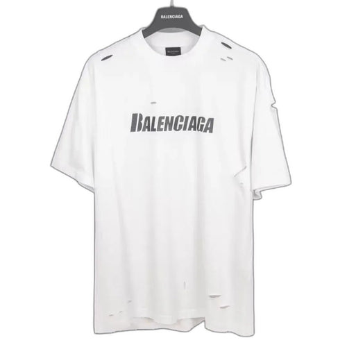 Balenciaga printed frayed holed T-shirt