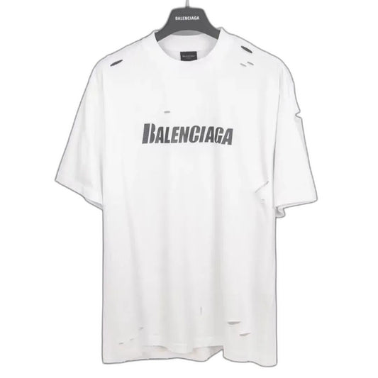 Balenciaga printed frayed holed T-shirt