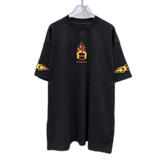 BALENCIAGA Burning Unity T-Shirt Oversized in Vintage Jersey "Black"