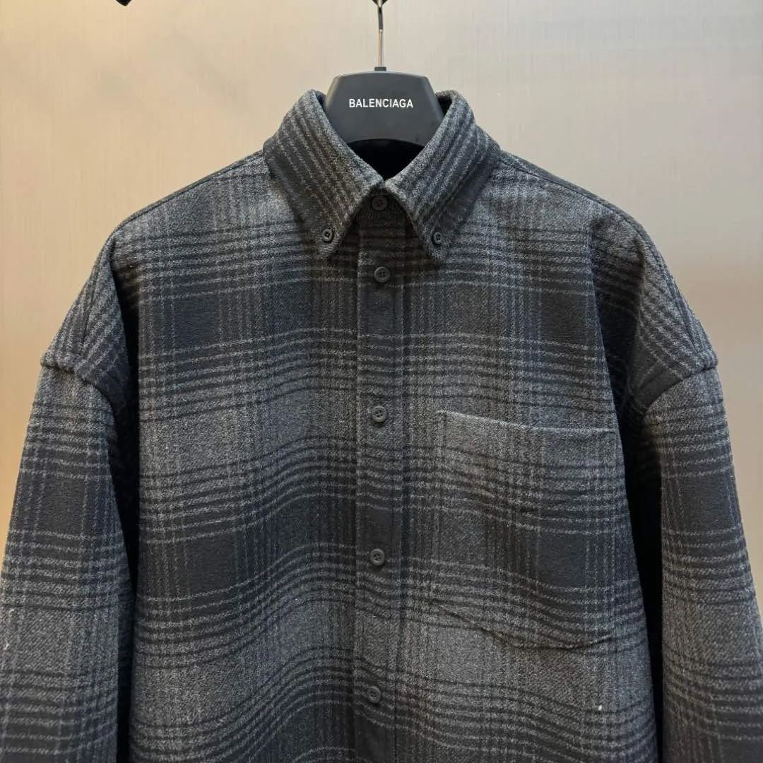 BALENCIAGA Men's Oversized Shirt "Gray/Black"