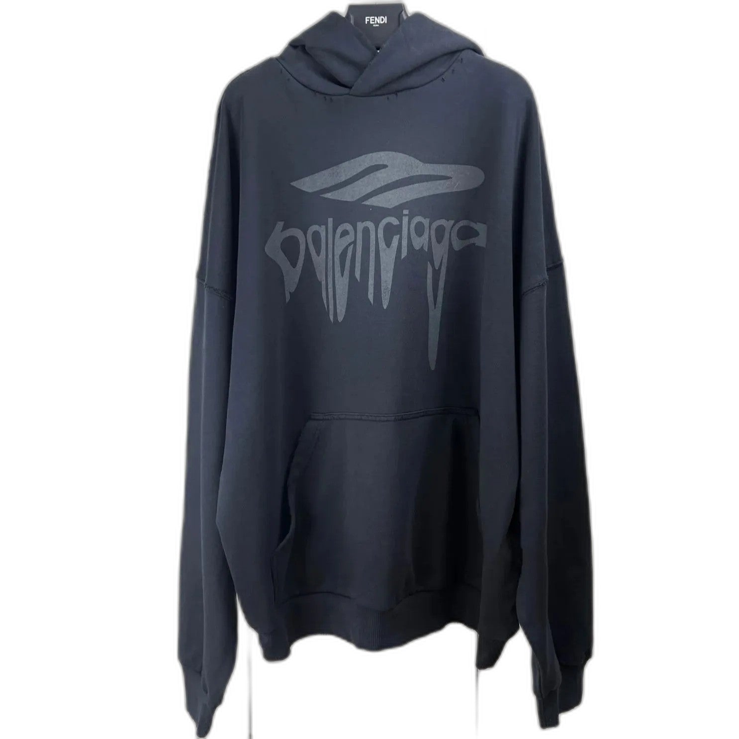 BALENCIAGA Men's 3B Liquified Hoodie Large Fit "Black/Gray"