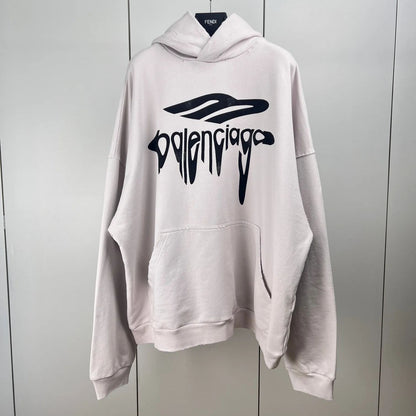 BALENCIAGA Men's 3B Liquified Hoodie Large Fit "Black/Gray"