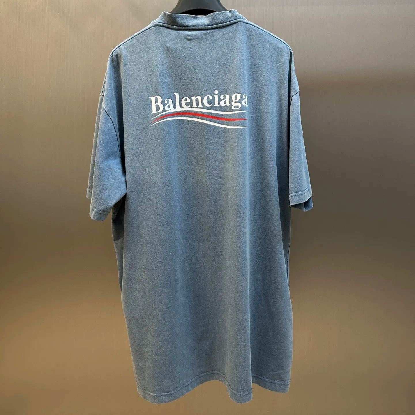 BALENCIAGA  Men's Political Campaign T-shirt Medium Fit in Faded Blue/white/red