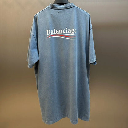 BALENCIAGA  Men's Political Campaign T-shirt Medium Fit in Faded Blue/white/red