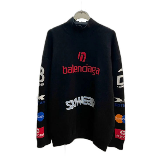 BALENCIAGA Men's Ski Long Sleeve Turtleneck in Black/Multicolor