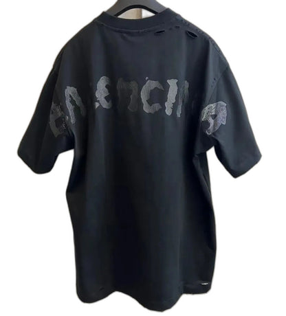 Balenciaga Logo Print Distressed Oversized T-Shirt