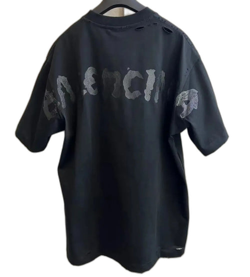 Balenciaga Logo Print Distressed Oversized T-Shirt